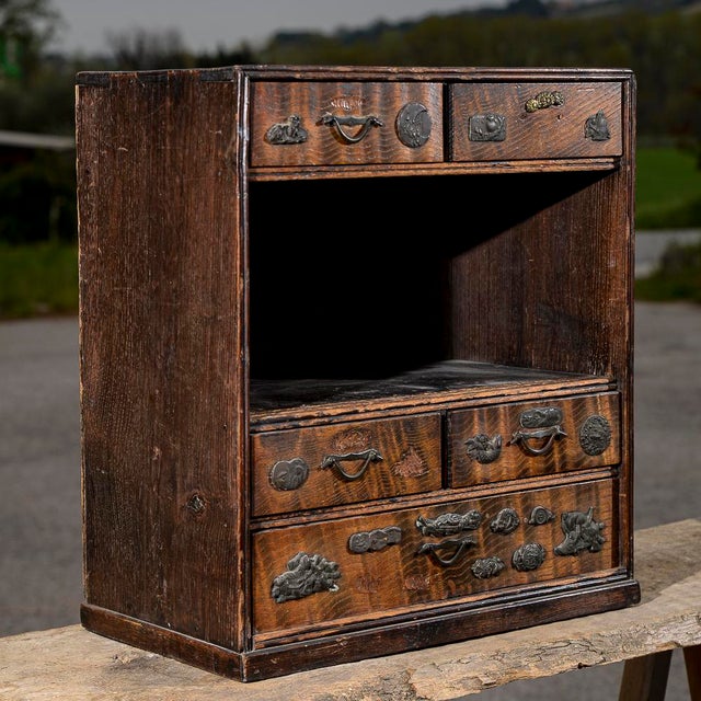 Antique Chinoiserie Secretaire in Wood For Sale - Image 4 of 18