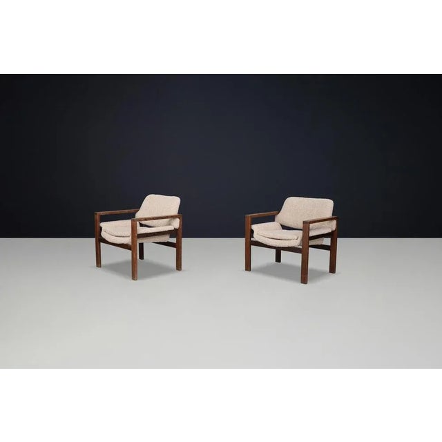 Cream Modern Scandinavian Oak Armchairs with Teddy Upholstery, Finland, 1960s, Set of 2 For Sale - Image 8 of 10