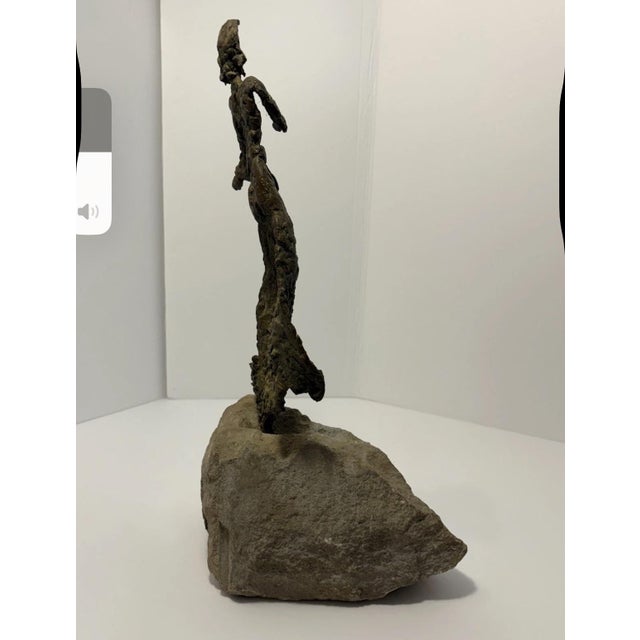 Metal Vintage Brutalist Female Warrior on Rock Foundation For Sale - Image 7 of 12