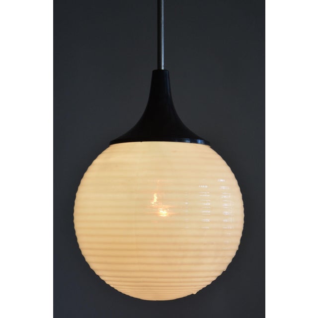 Metal Mid-Century Chandelier in Chromed Steel and Opaline Glass, Czech, 1950s For Sale - Image 7 of 8