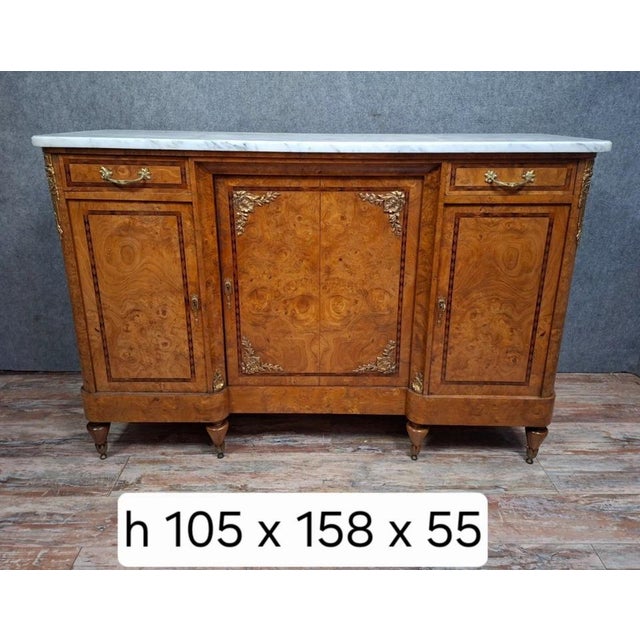19th Century Enfilade Buffet in Burl and Marble For Sale - Image 4 of 9