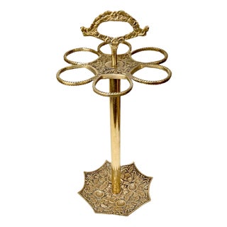 Late 20th Century English Inspired Solid Brass Umbrella Stand or Cane Holder For Sale