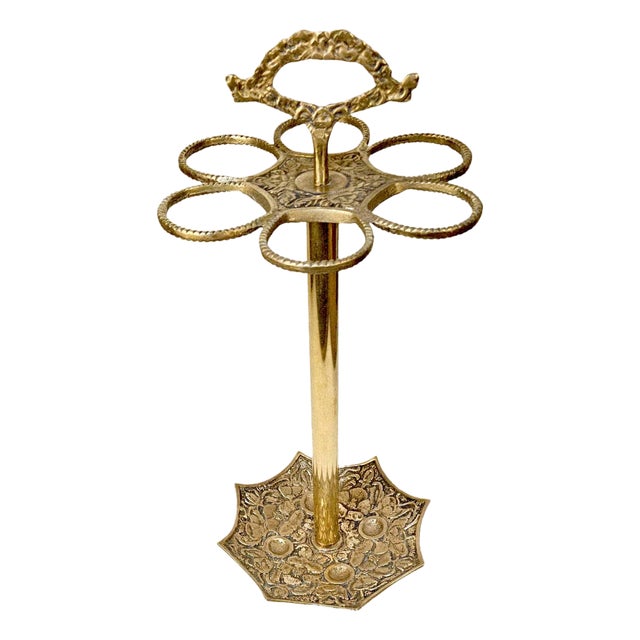 Late 20th Century English Inspired Solid Brass Umbrella Stand or Cane Holder For Sale