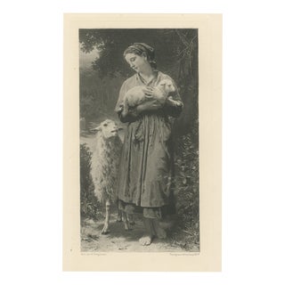 After William Bouguereau, The Newborn Lamb, 1880, Engraving For Sale