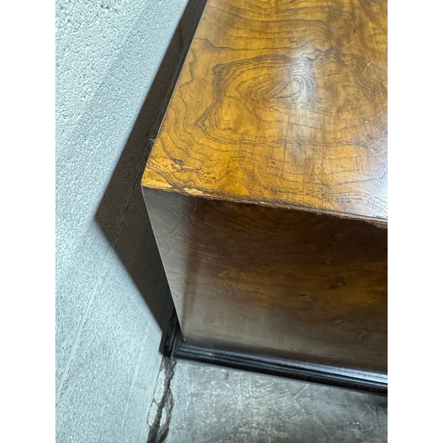 Wood Vintage Asian Style Burlwood Nightstands - A Pair For Sale - Image 7 of 9