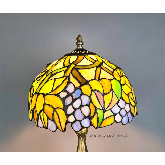 Mid 20th Century Vintage Stained Glass Floral Tiffany Style Desk Lamp For Sale - Image 5 of 7