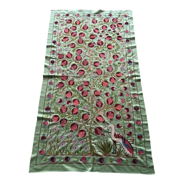 Hand-Embroidered Large Neutral Tan Suzani Large Wall Decor For Sale