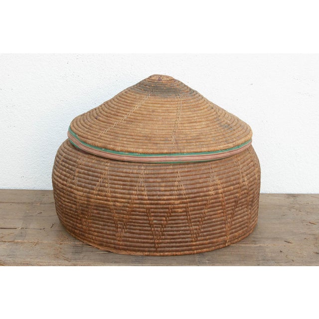 19th Century 30"Dm Large Antique Nomadic Storage Basket For Sale - Image 5 of 11