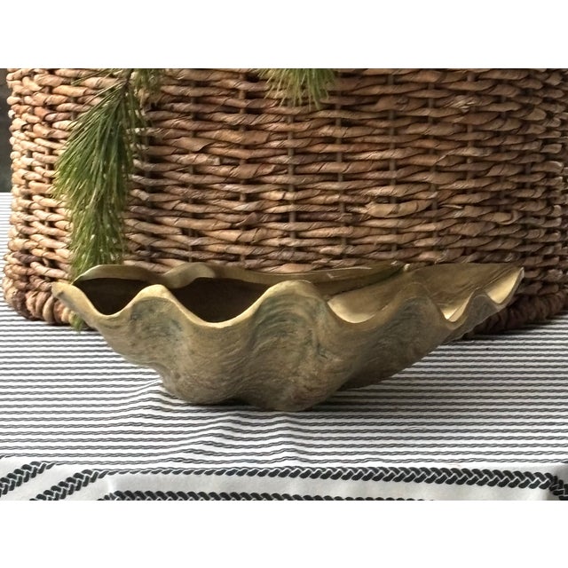 Vintage Palm Beach Style Solid Brass Clam Shell Catchall Bowl For Sale - Image 15 of 18