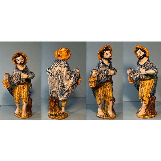 Yellow Gulino Caltagirone Sicily Majolica Figurine Set of 6 For Sale - Image 8 of 12