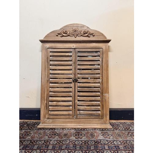 Italian Style Wooden Shuttered Window Mirror For Sale - Image 6 of 6