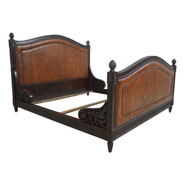 Ralph Lauren King Size Leather Continental Bed For Sale
