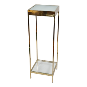 Vintage Maison Jansen Style Double Tier Brass and Glass Lighted Display Pedestal