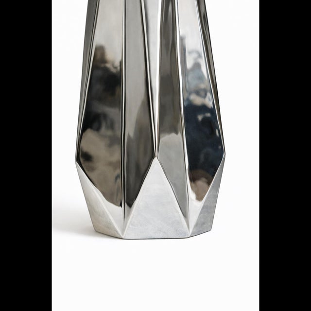 Metal Chrome Faceted Table Lamps with Neutral Shades from Justfurnituress SRL, Set of 2 For Sale - Image 7 of 17