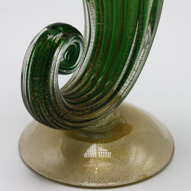Metal Archimede Seguso Jack-In-The-Pulpit Vase With 24k Gold Inclusions, C. 1950 For Sale - Image 7 of 8
