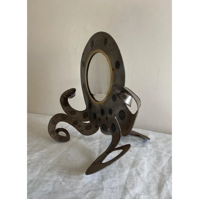 Brutalist Steel and Brass Squid Mirror, 1960s For Sale - Image 4 of 10