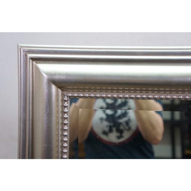 Late 20th Century Vintage Uttermost 12005b Silver Beveled Wall Vanity Mirror 37" For Sale - Image 5 of 9