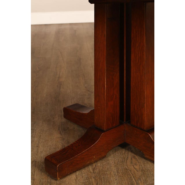 Antique L. & J.G. Stickley No. 716 Mission Oak Shoe Foot Round Dining Table For Sale - Image 10 of 18