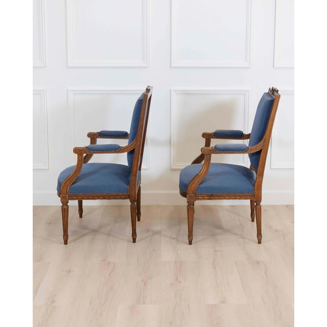 Mid 20th Century Set Of Four Louis XVI Style Armchairs In Natural Wood For Sale - Image 17 of 18