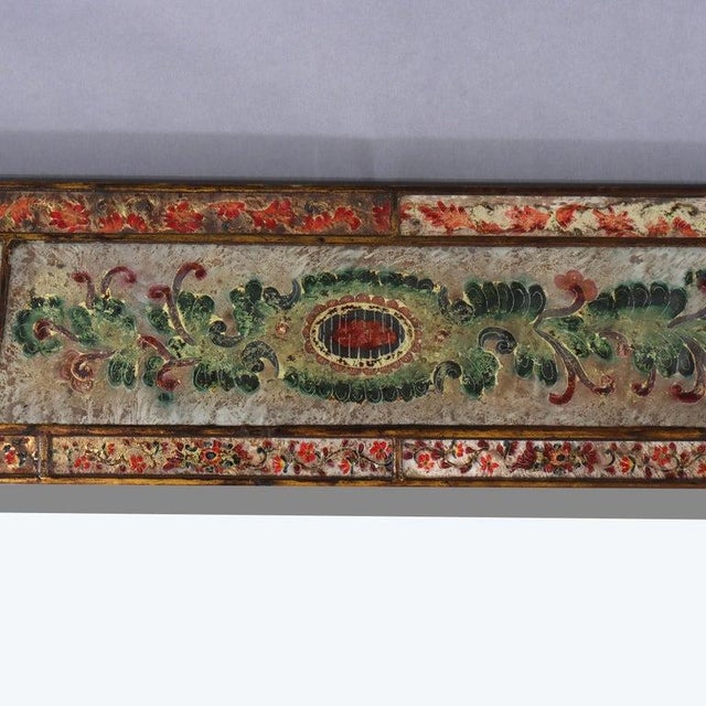 1940s Vintage Italian Venetian Polychromed Parclose Mirror With Stylized Flowers C1940 For Sale - Image 5 of 12