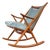 Teak Rocking Chair with Mohair Velvet Cover in Ice Blue by Frank Reenskaug for Bramin, Denmark, 1960s For Sale