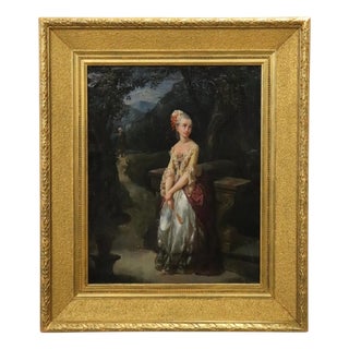 Romantic Scene, 1800s, Oil on Paper Mounted on Canvas, Framed For Sale