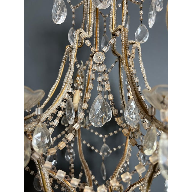 1970s Italian pearl and crystal chandelier For Sale - Image 10 of 12