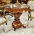 Round Marble Top Center Table With Hand-Carved Wood Pedestal & Gold Leaf Accents For Sale - Image 4 of 4
