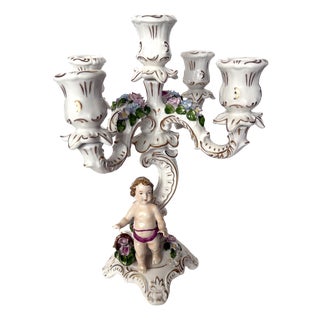 Vintage Porcelain Five-Light Candlestick, 1920s For Sale