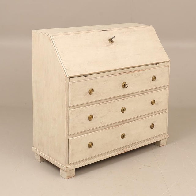 Cream Swedish Gustavian Style Painted Secretary Desk, 19th Century For Sale - Image 8 of 8
