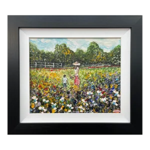 Emma Jones, Painting of Mother & Child gathering Wild Flowers by Irish Contemporary Artist, 2019 Circa