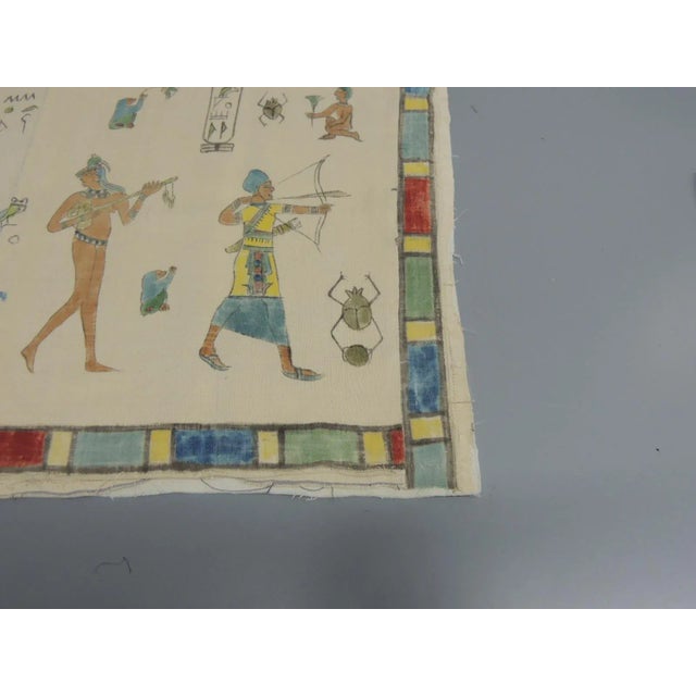 Traditional Vintage Green and Red Egyptian Printed Textile For Sale - Image 3 of 5