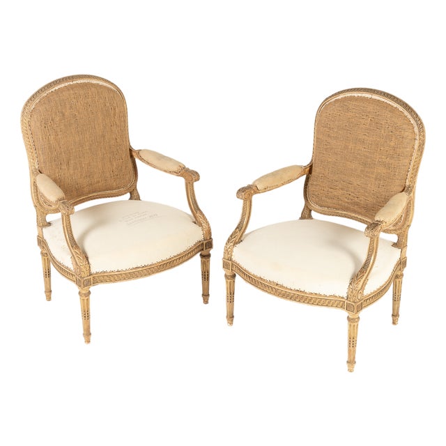 19th Century French Giltwood Armchairs, Set of 2 For Sale