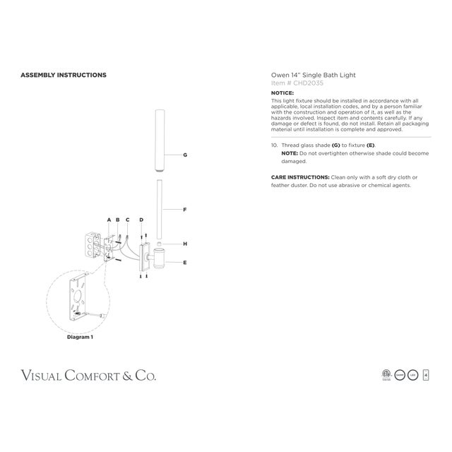 Chapman & Myers for Visual Comfort Signature Owen 14" Single Bath Light in Polished Nickel with White Glass For Sale - Image 9 of 9