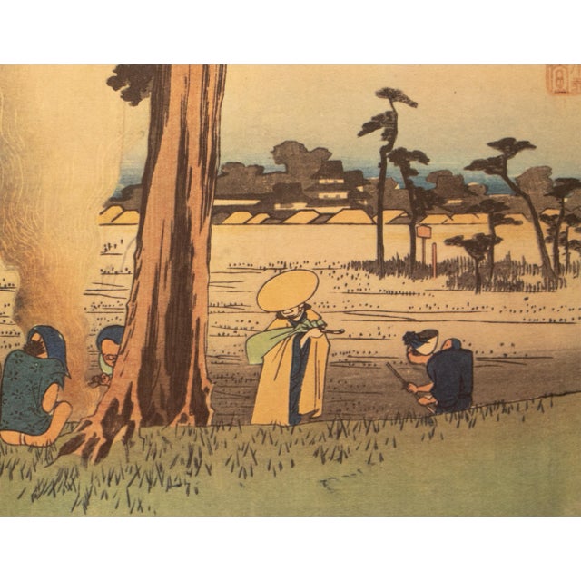 Paper 1960 After Hiroshige "The 53 Stations of Tokaido Road: 29th Station", French Ukiyo-E Print For Sale - Image 7 of 11