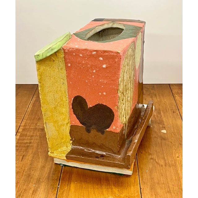 Signed “Gill” (2012) Sculptural Ceramic Vessel / Planter Polychrome Slab Built Studio Art John Gill Bold, one-of-a-kind...