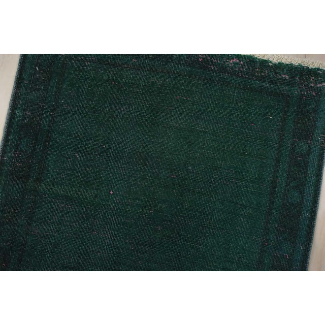 1980s Tabriz Runner 2’5” X 13’3” Blue Wool Vintage Overdyed Hand-Knotted Rug For Sale - Image 5 of 11