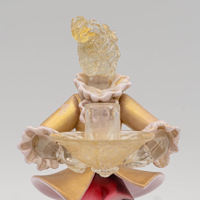 Glass Pair of 1970s Murano Style Hand Blown Italian Art Glass Gentlemen Figure Candlestick Holders For Sale - Image 7 of 10