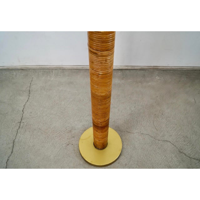 1970’s Mid-Century Modern Rattan & Gold Waterfall Floor Lamp For Sale - Image 12 of 12