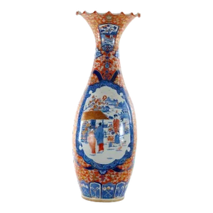 Large Imari Porcelain Flori-Form Trumpet Decorative Floor Vase