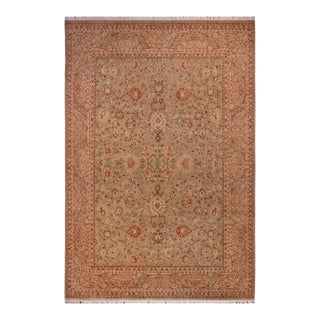 Floral 1990's Pak-Persian Green/Tan Wool Rug - 9'0'' X 12'2'' For Sale
