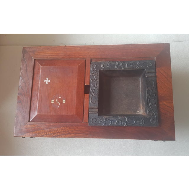 Cigarette Box with Drawer and Ashtray For Sale - Image 5 of 6