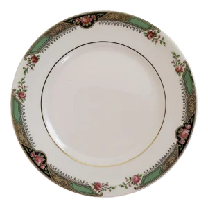 1930s Pink & Green Floral Plate by Homer Laughlin