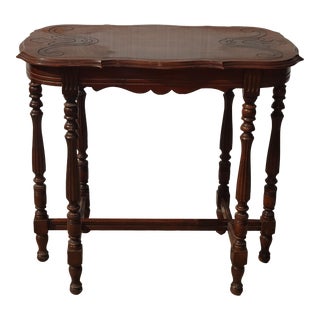 Vintage Victorian French Country Six Leg Side Table For Sale