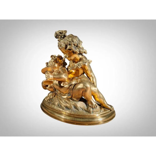Gilded Bronze Allegory of Harvest with Two Children Figurine, 1880s For Sale - Image 6 of 13