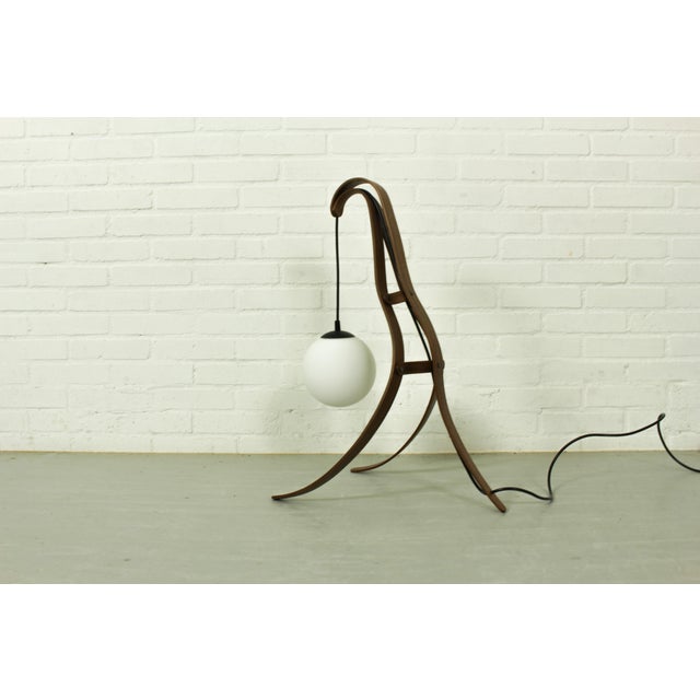 Wood Sculptural Table Lamp with Globe, 2010s For Sale - Image 7 of 11