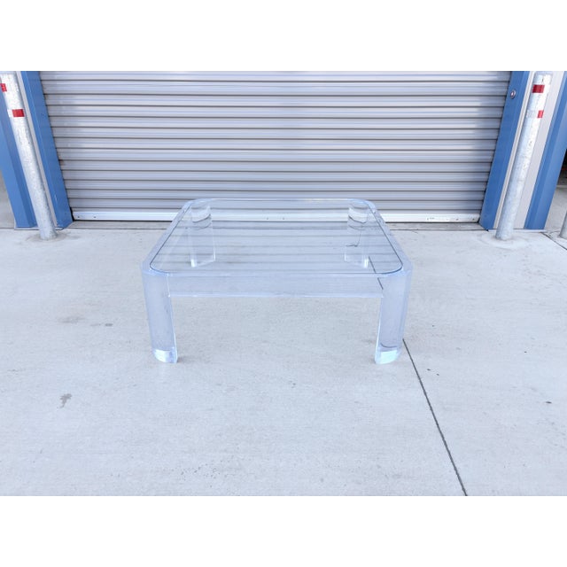 Mid-Century Modern 1970s Mid-Century Square Lucite Coffee Table by Les Prismatiques For Sale - Image 3 of 13