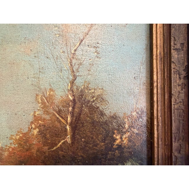 Antique European Romantic Lakeside Landscape With Windmill, Attr. To H. Volpini For Sale - Image 13 of 15