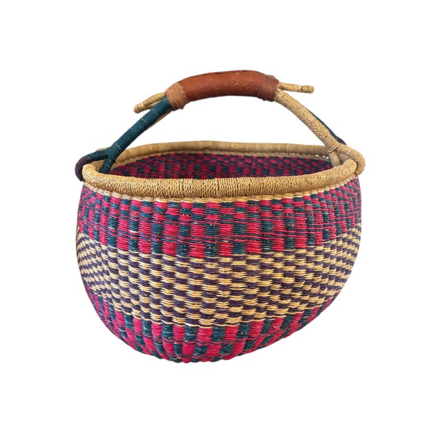 African African Bolga Ghana Market Basket 18" For Sale - Image 3 of 7