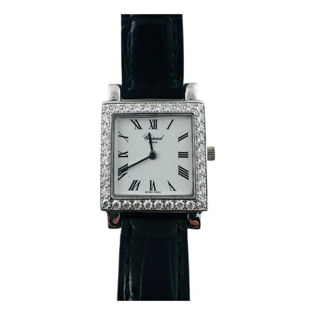 Early 21st Century Chopard 18k White Gold Diamond Ladies Watch 426 1 For Sale